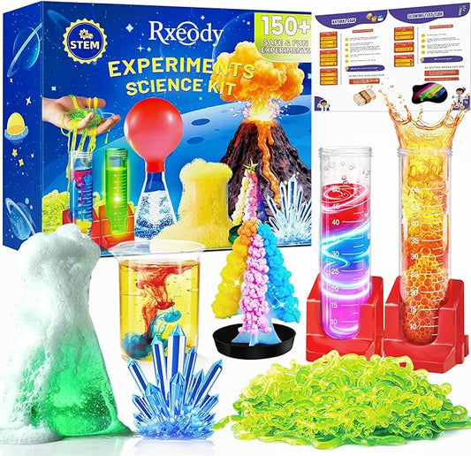 150+ Experiments Science Kits for Kids, STEM Activities Educational Science Kits Gifts with Chemistry Set, Erupting Volcano and Growing Crystal Tree (Science kit)
