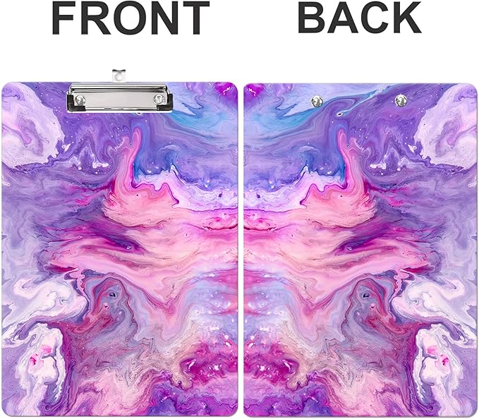 Fashion Clipboard, A4 Letter Size Wooden Decorative Clipboards for Teacher, Nurse, Doctor,Student and Kids, Cute Design for Standard Size 12.2" x 8.9" (C-Purple Marble)