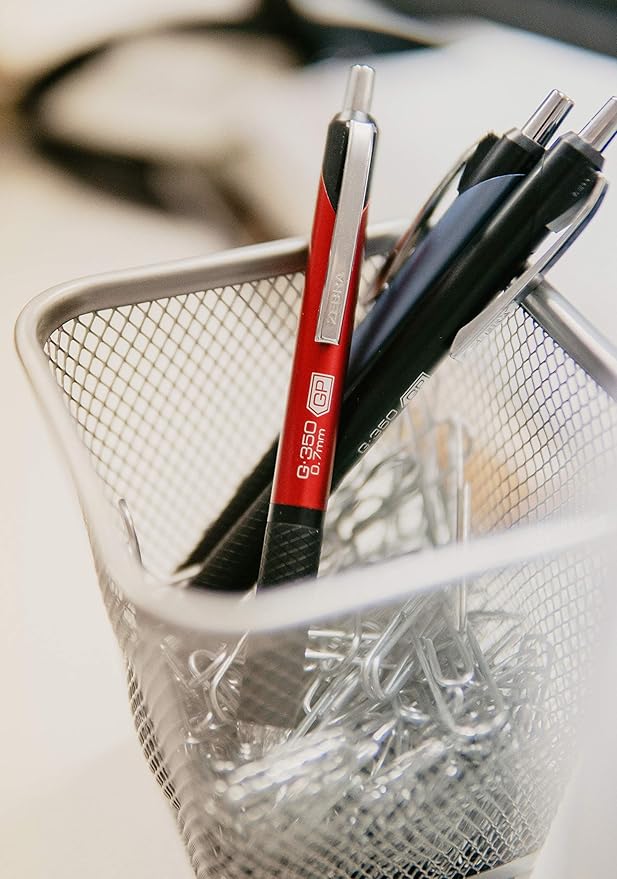 Zebra Pen G-350 + M-350 Writing Set 2-Pack, Black Ink & Pencil Lead, 0.7mm Medium Point, Red Premium Metal Barrel, Gel Pen and Mechanical Pencil Combo, Sleek Matching Design (11132)