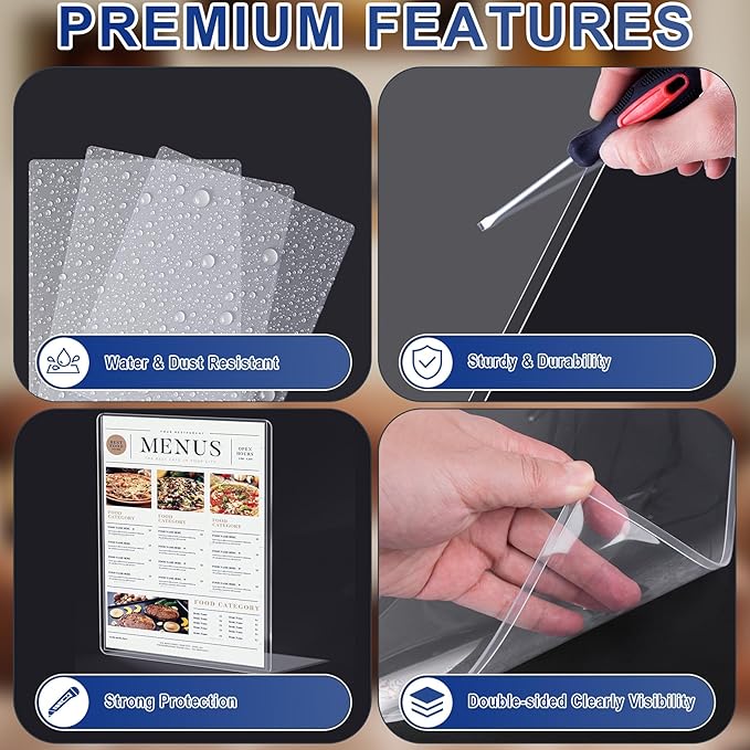 AKONEGE 5PCS 9" x 12" Rigid Print Protectors Clear Plastic Sheet Protectors, Heavy Duty Top Loading Document Holder, Menu Cover, Photo Poster Sleeves Hard Plastic Sleeves for Paper Art Prints