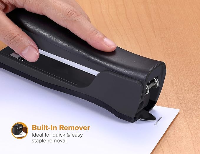 Bostitch Office Dynamo 4 in 1 Standup Stapler, 20 Sheet Capacity, Integrated Pencil Sharpener, Staple Remover & Staple Storage, Black