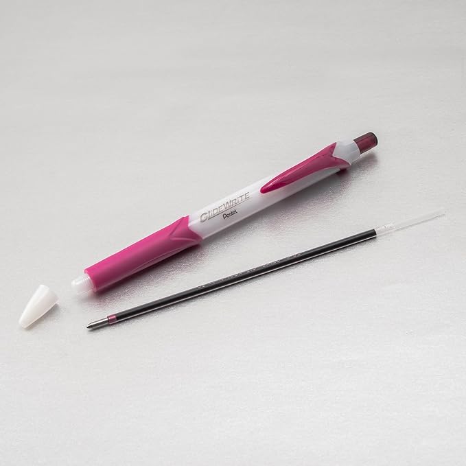 Pentel GlideWrite Ballpoint Pen with TechniFlo Ink, (1.0mm) Medium Line, Burgundy Ink, Box of 12 (BX910-BG)