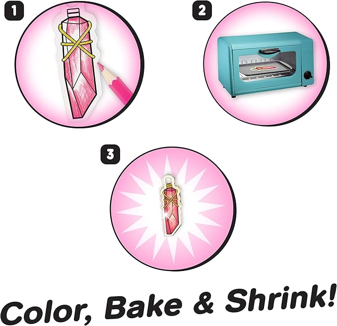 Just Play Shrinky Dinks 68-piece Jewelry Kit, Includes Beads, Barrettes, Elastic String and Earring Hoops, Easter Basket Fillers, Gifts, Presents, Kids Toys for Ages 5 Up