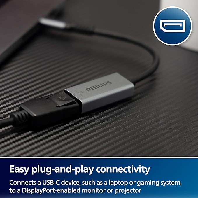 Philips USB-C to DisplayPort Adapter 12 Pack [8K UHD @ 60Hz 4K HD @ 144Hz] 32.4 Gbps Data Transfer Speed, Portable, Compatible MacBook Pro MacBook Air, iPad Pro, Spectre, Surface, SWL3143M/37