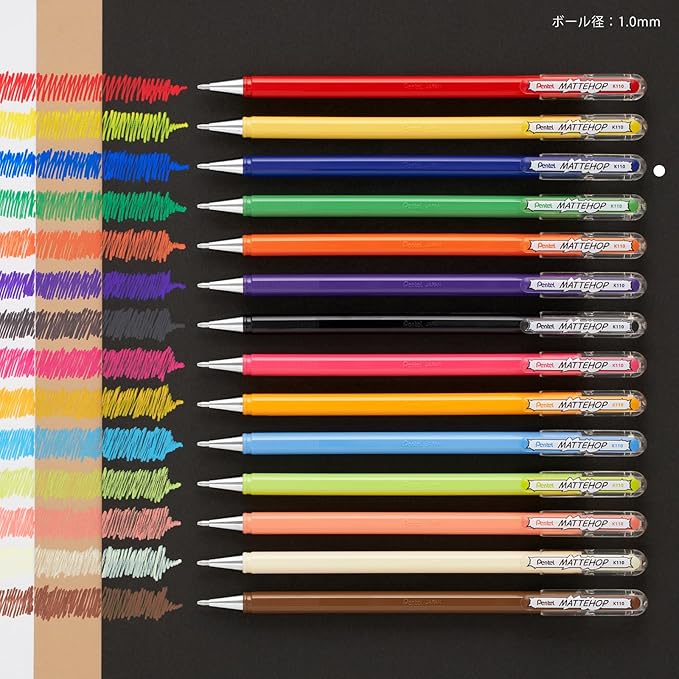 Pentel Color Ballpoint Pen, Matte Hop, Blue, 10 Count K110-VC