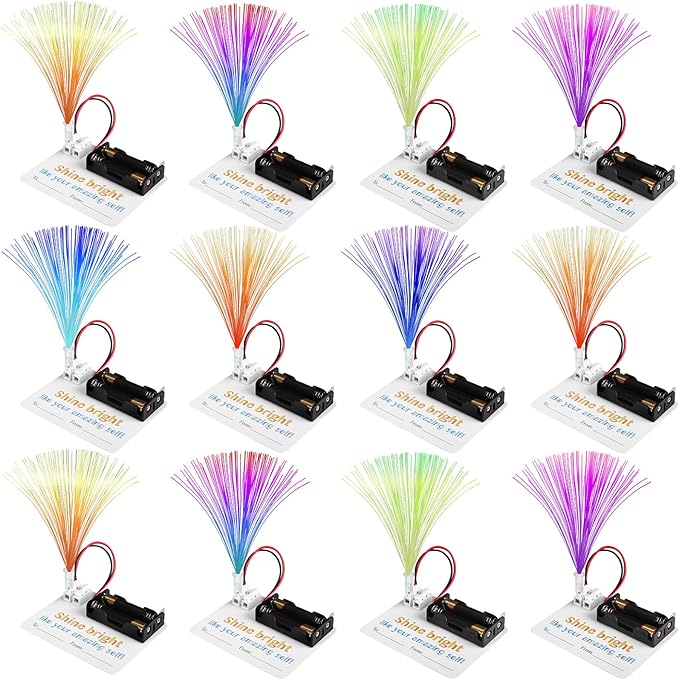 12 Bulk Craft Kits for Kids 8-12, STEM Activities Science Projects for Girls, Fiber Optic Light Experiments, Simple Electric Circuits Classroom Gifts for Class 2nd 3rd 4th Grade Activity