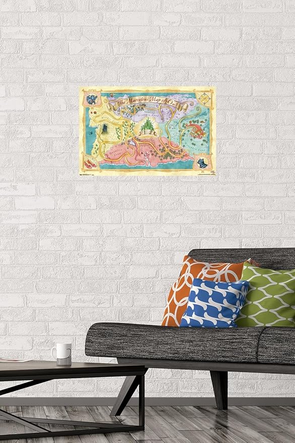 The Wizard Of Oz - Map Wall Poster, 22.4L" x 14.7W", Premium Poster & Mount Bundle