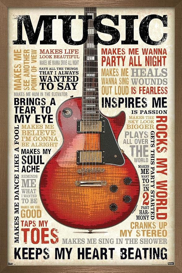Trends International Music Inspires Me Wall Poster, 14.725" x 22.375", Bronze Framed Version