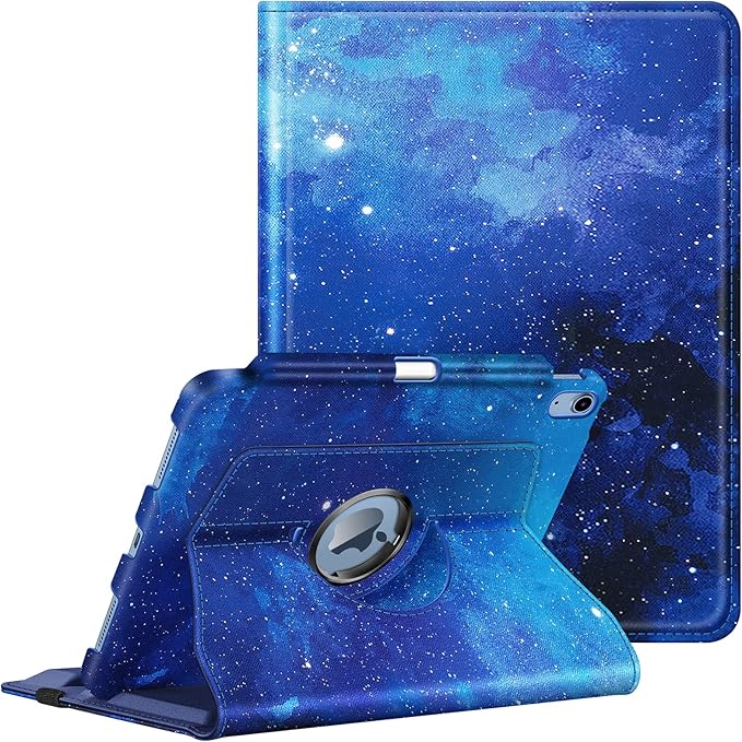 Fintie Rotating Case for iPad (A16) 11th Generation 11 Inch (2025), iPad 10th Generation 10.9 Inch (2022) - [Built-in Pencil Holder] 360 Degree Rotating Protective Stand Cover, Starry Sky