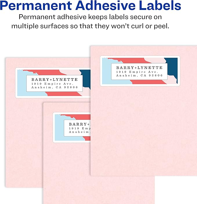 Avery Mailing Address Labels, Inkjet Printers, 500 Labels, 1 x 4, Permanent Adhesive, 5 Packs (8161)