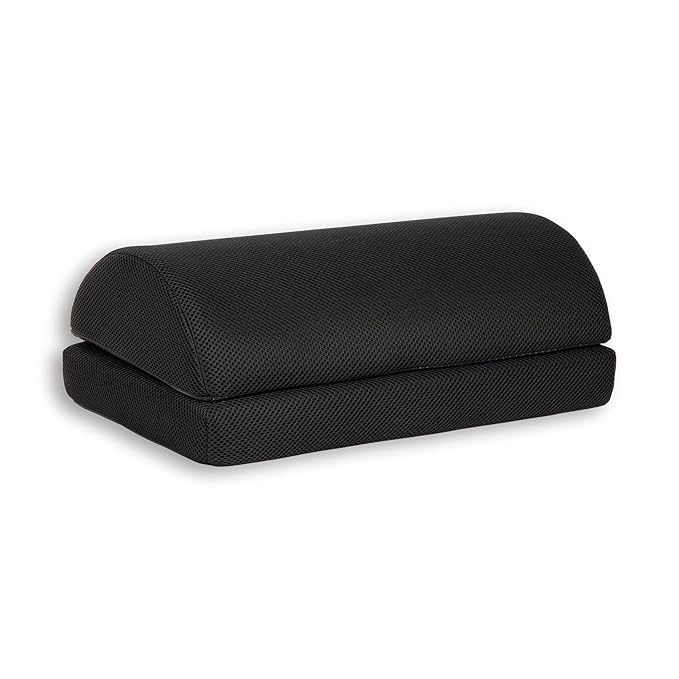 Mind Reader Air-Cloud Memory Foam Under Desk Footrest, Ergonomic Support for Back, Hip, Legs, Knees & Feet, Adjustable Height, Memory Foam, Black