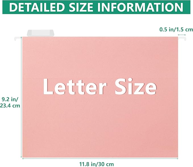 30Pack Standard Hanging File Folders,Hanging File Folders with 1/5-Cut Tabs,6 Pastel Colors Designed for Bulky Files,Filing Cabinets,Medical Charts
