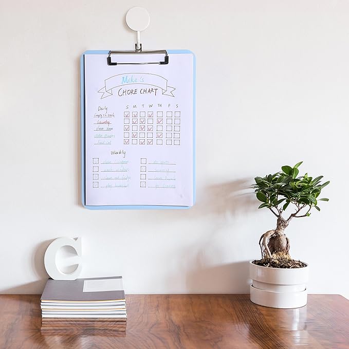 Mr. Pen- Plastic Clipboard, 12.5” x 9”, Cyan Blue, Clipboard Plastic, Low-Profile Metal Clip with Retractable Hanging Hole
