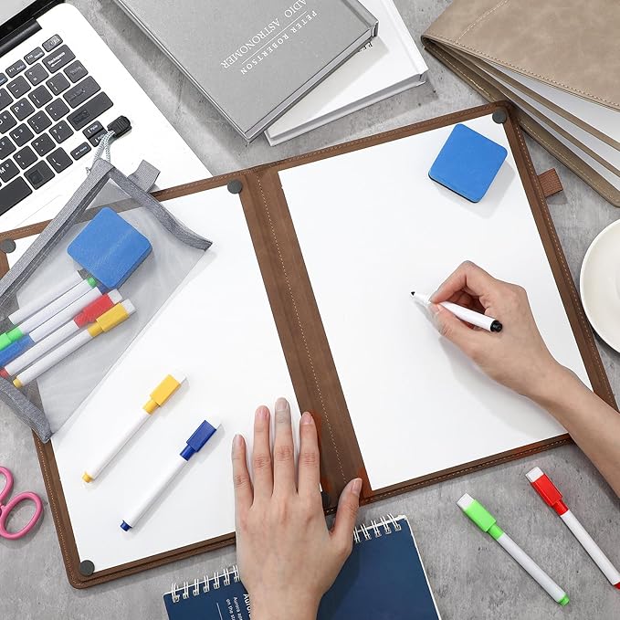 Feifeiya 6 Sides Dry Erase Notebook Portable Whiteboards Notebook 12"x9"(a4) Small Reusable Whiteboard Notepad Foldable Anti-ghosting Surface, Travel White Board for Office Study Meeting Planning