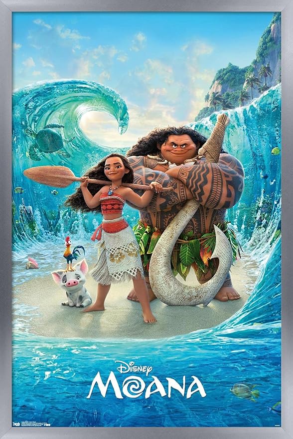 Disney Moana - Ocean Floor Wall Poster, 22.4L" x 14.7W", Silver Framed Version
