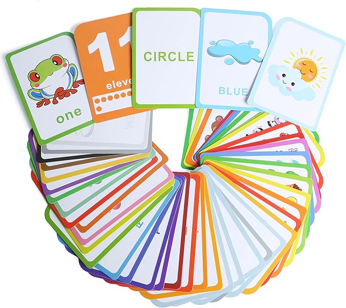 ZazzyKid Flash Cards for Toddlers - 52 Double Sides Cards for Numbers, Colors, Shapes & Weather - Learning & Education Toys for Preschool