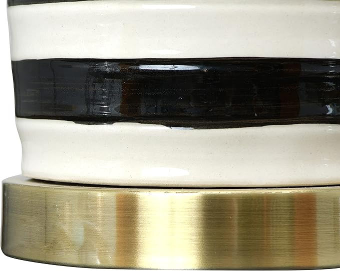 Creative Co-Op 29" H Striped Ceramic and Metal Desk Lamp
