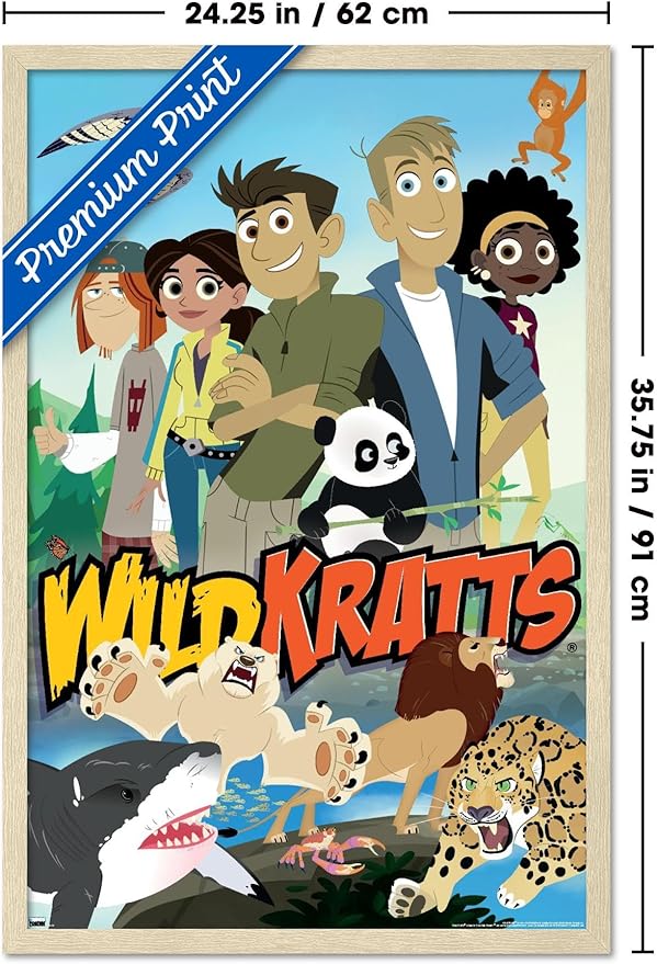 Wild Kratts - Group Wall Poster, 34L" x 22.4W", Blonde Framed Version