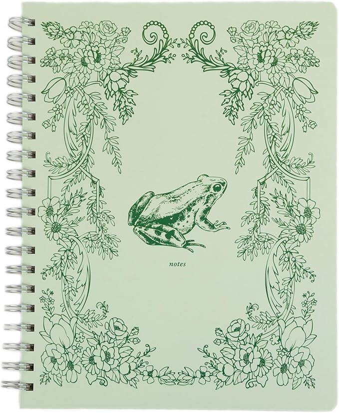 Pearhead Spiral Hardcover Notebook 8x10 – Frog Toile College-Ruled Writing Journal with 200 Lined Pages, Perforated Paper for School, Work & Notes