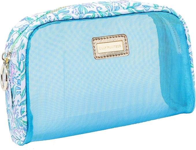 Lilly Pulitzer Clear Zipper Pouch, Cute Pencil Case for Adults, Travel Toiletry Bag, Small Pouch Bag for Supplies, Makeup or Toiletries, Just a Pinch