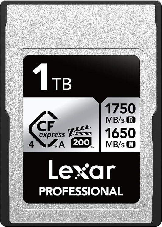 Lexar 1TB Professional CFexpress Type A Silver 4.0 Memory Card, for Photographers, Videographers, Up to max 1750/1650 MB/s, 8K Video (LCAEXS4001T-RNENU)