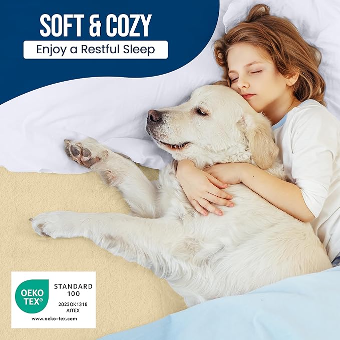 Utopia Bedding Waterproof Mattress Protector King Size, Premium 200 GSM Terry Mattress Cover, Soft & Breathable Bed Cover, Fitted Sheet Style with Stretchable Deep Pockets 17" (Beige)
