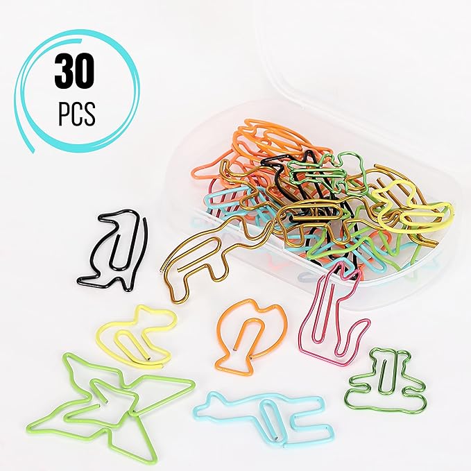 Mr. Pen Animal Shaped Paper Clips - 30 pcs, Assorted Colors, Cute & Fun for Kids