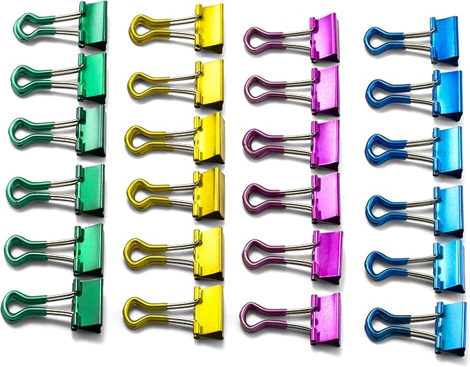 Officemate Easy Grip Binder Clips, Metallic, Small, Pack of 24
