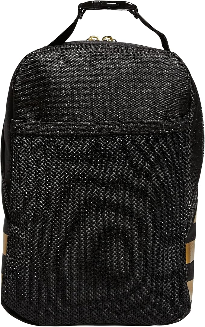 adidas Santiago Bag Cooler, Insulated Food Container, Adult Lunch Boxes for Women and Men with Mesh Pocket, Black/Gold Metallic/2.0, One Size