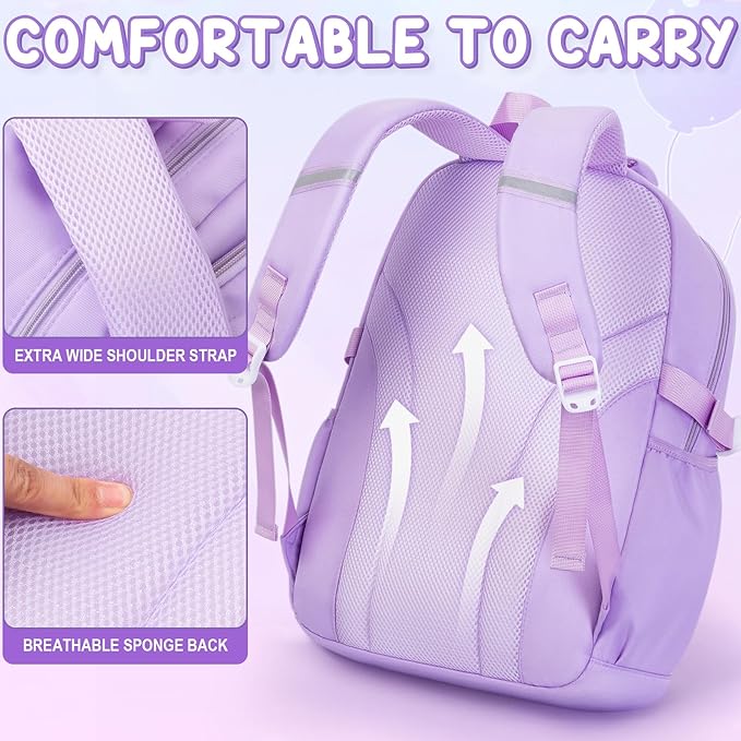 Fimibuke Backpacks for Girls, 3 PCS Waterproof School Backpack with Lunch Box & Pencil Pouch for Kids Teen Girl, Cute Bookbag School Bag for Elementary Middle High School Student Ages 6+(Green)