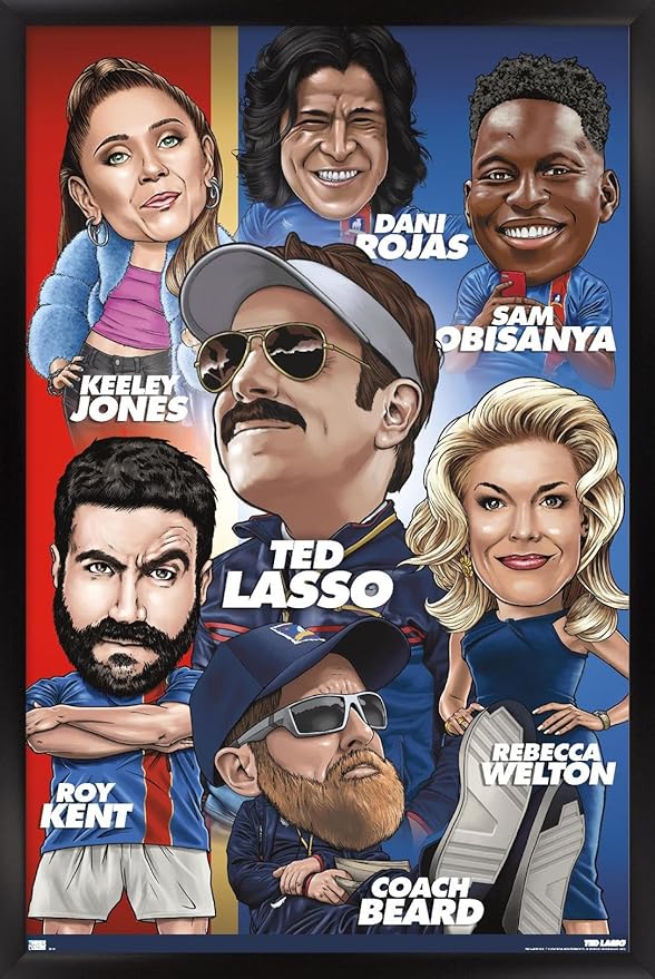 Ted Lasso - Character Grid Wall Poster, 22.4L" x 14.7W", Black Framed Version
