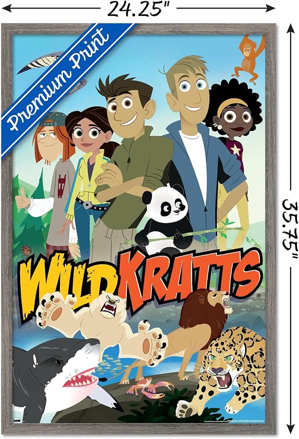 Wild Kratts - Group Wall Poster, 34L" x 22.4W", Barnwood Framed Version