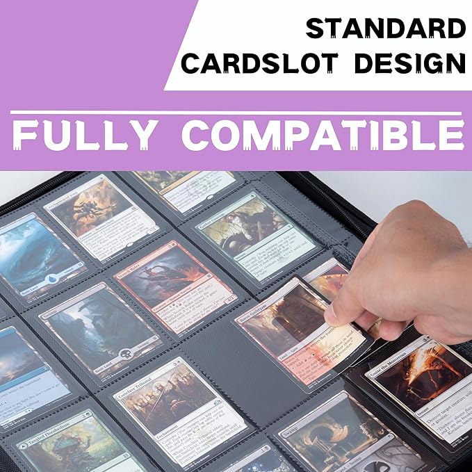 1000+ Pockets Trading Card Binder, 16-Pocket Card Ablum Compatible with MTG,Sports Cards & Other Standard Size Trading Cards (Light Purple)