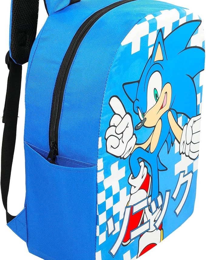 Sonic the Hedgehog Backpack with Lunch Box Set - Bundle with 16” School Bag, Lunch Tin with Puzzle, Water Bottle, Stickers, and More | Sonic Backpack and Lunchbox