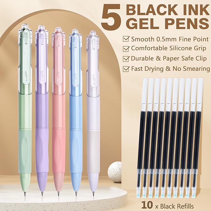62PCS Aesthetic School Supplies with Cute Pencil Case, Pastel Highlighters Black Ink Gel Pens Mechanical Pencils Kit, Back to School Supplies College Essentials Preppy Stationary Set for Student Girls