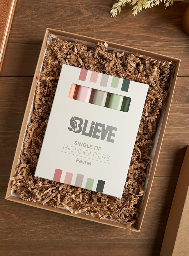BLIEVE- Aesthetic Highlighters No Bleed Through Assorted Colors, Cute Highlighter For Journaling Office Supplies And Accessories, Bible Highlighters And Pens No Bleed Chisel Tip (PASTEL)