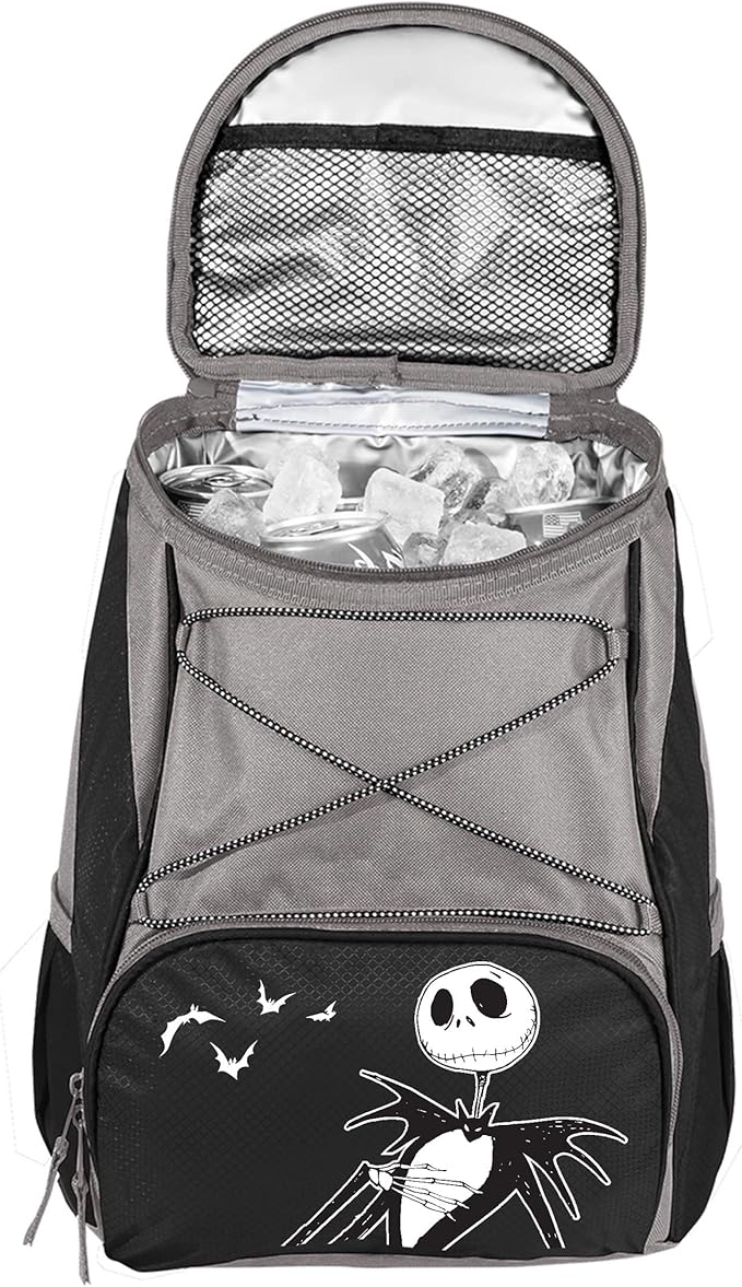 PICNIC TIME Disney Nightmare Before Christmas Jack PTX Backpack Cooler, Soft Cooler Backpack, Insulated Lunch Bag, (Black with Gray Accents)