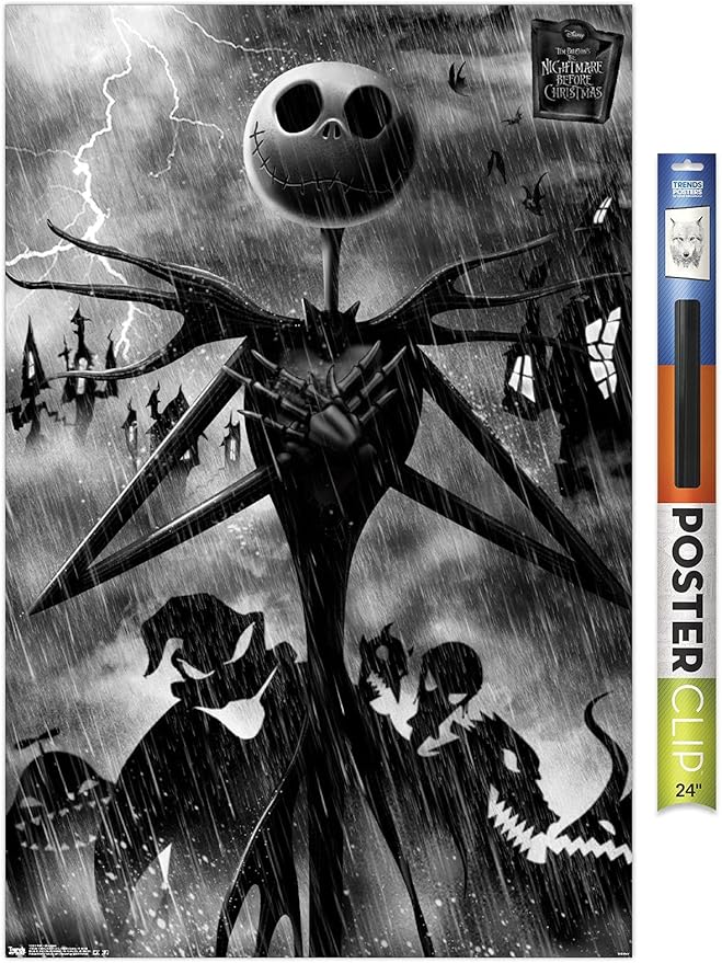 Trends International Disney Tim Burton's The Nightmare Before Christmas - Shadows Wall Poster, 34L x 22.4W, Premium Poster & Clip Bundle