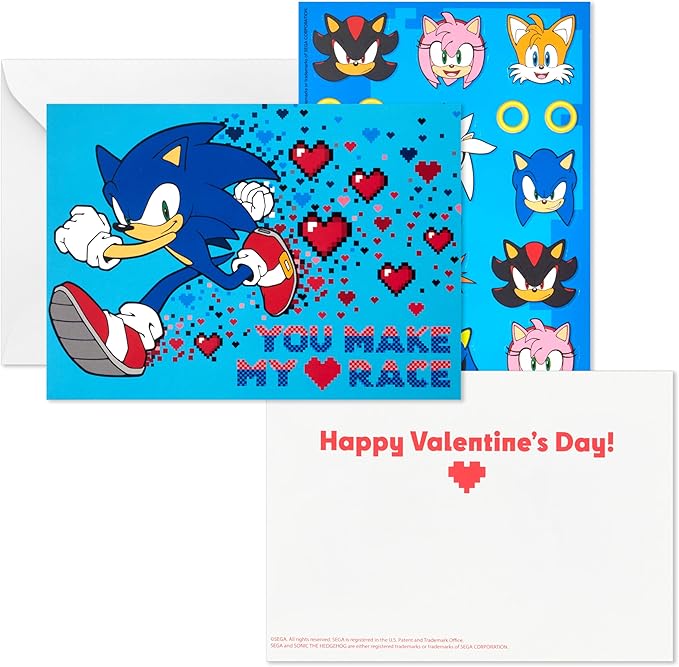 Hallmark Sonic the Hedgehog Valentine's Day Card Assortment for Kids (24 Valentine Cards, 24 Sticker Sheets and Envelopes)