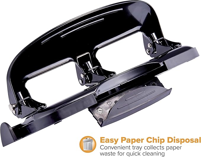 Bostitch Office EZ Squeeze 20 Sheet Standard 3 Hole Punch, Metal Construction, Silver/Black (HP20)