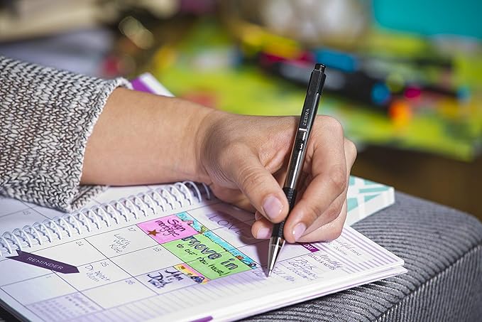 Zebra Pen F-301 Ballpoint Assorted Ink Fine Point 0.7mm Pen, Easy-Glide Ink, Stainless Steel Retractable, Non-Slip Grip, Professional Design, Ideal for Office, Journal and Planner Use, 4-Pack (27104)