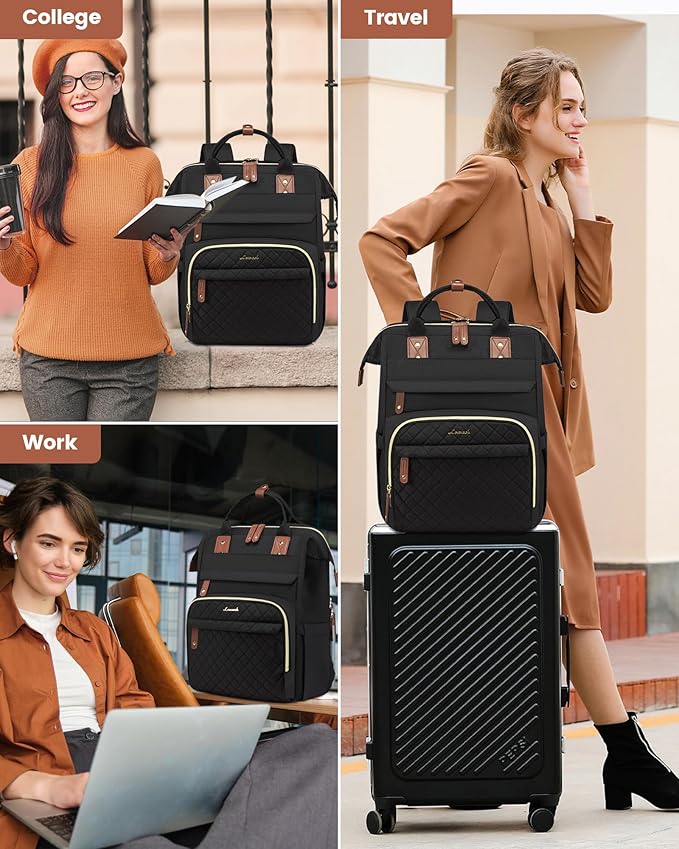 LOVEVOOK Laptop Backpack for Women, 15.6'' Waterproof Nurse Bag Teacher Work Backpack Purse for Women, Travel Computer Backpack for College Office Business Ladies