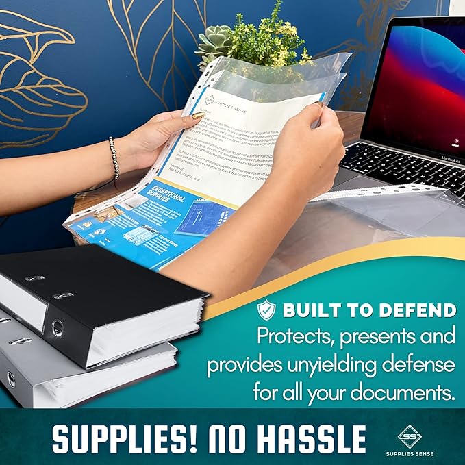 Sheet Protectors for 3 Ring Binder, 50 Pack Premium Clear Page Protector 8.5 x 11 inch, Plastic Sleeves for Binders, Top Loading Paper Sheets Document Sleeve Letter Size, Photo, Office, Home