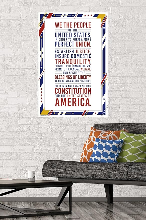 Trends International The United States Of America - Constitution Preamble Wall Poster, 22.375" x 34", Premium Poster & Mount Bundle