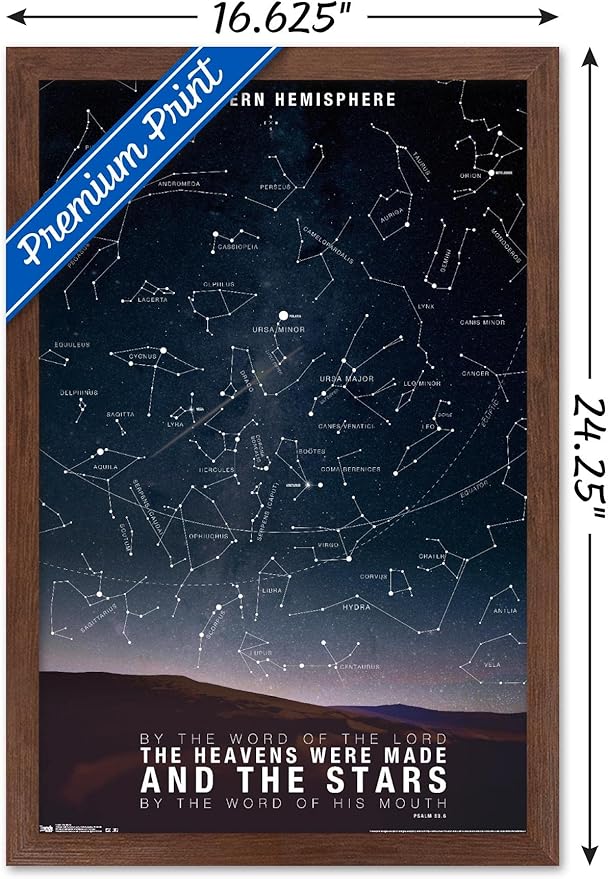 The Stars Wall Poster, 22.4L" x 14.7W", Mahogany Framed Version