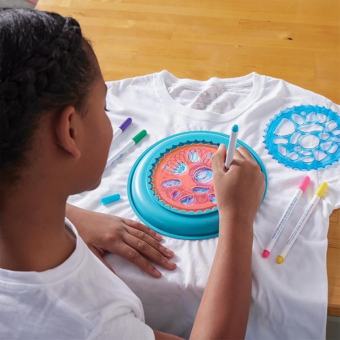 Spirograph Fabric Designer Spiral Art You Can Wear, Kids Toys, Drawing Kit, Classic Gear Design Kit, Fabric Pens, Ages 6+