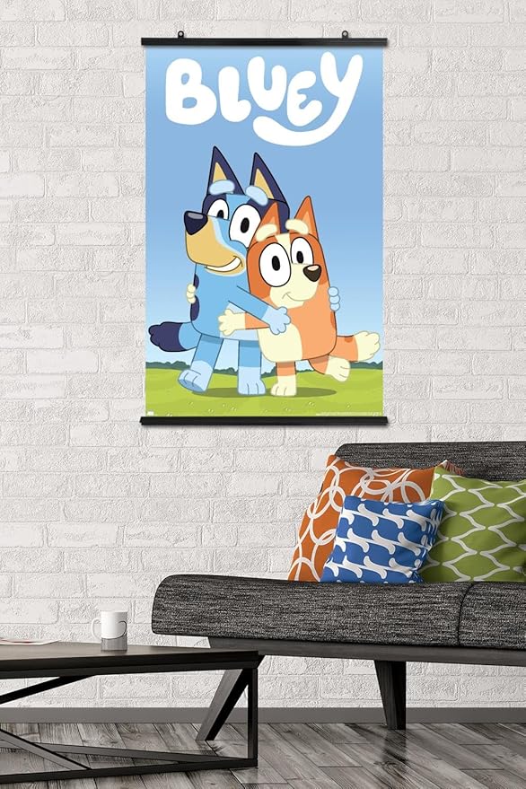 Bluey - Hug Wall Poster, 34L" x 22.4W", Premium Poster & Clip Bundle