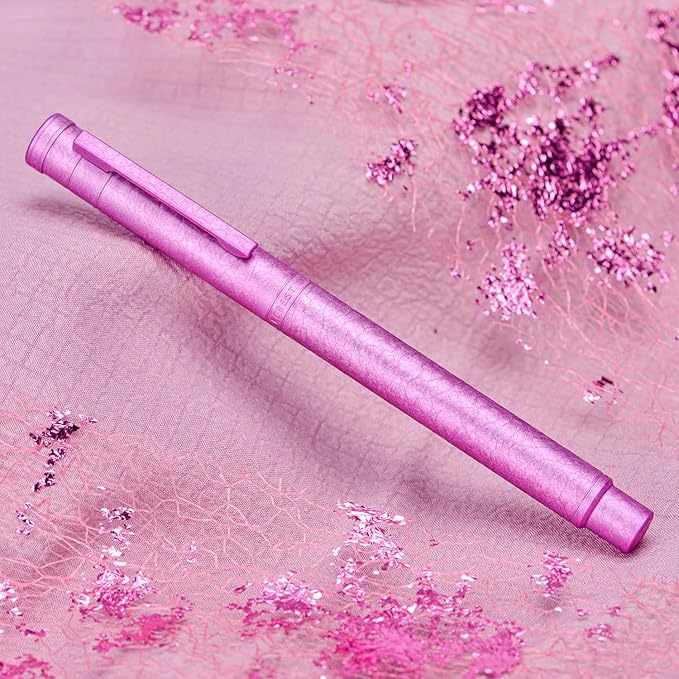 Hongdian 1851 Forest Fountain Pen Pink Ice Flowers, Fine Nib Classic Design with Converter and Metal Pen Case