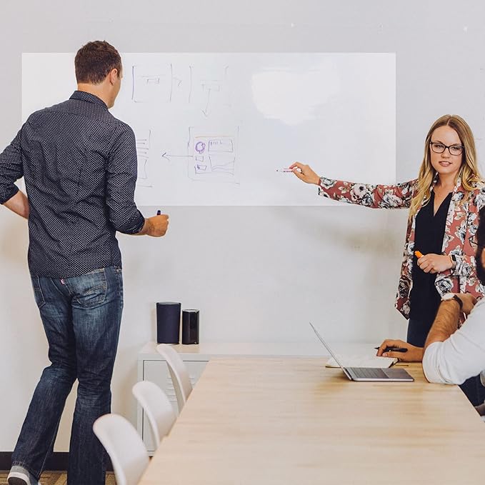 White Board Dry Erase-Whiteboard for Wall-Whiteboard Paper Peel Stick and Roll with 2 Dry Erase Markers-Adhesive Dry Erase Board for Office/Classroom/Fridge/Desk/Glass/Door(17.3''X78.7'' White)