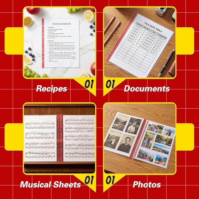 50 Pack Sheet Protectors, Red Edge Heavy Duty Standard 8.5 x 11 Inch Paper Page Protectors for 3 Ring Binder Clear Binder Sleeves Document Protector for Office Stationery Supplies